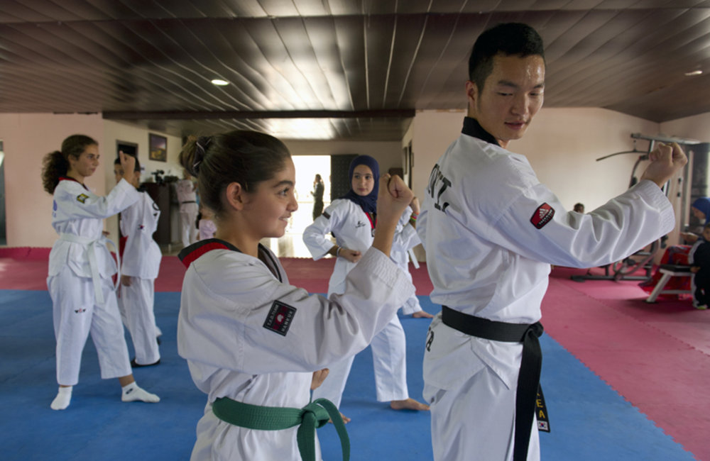 Girls participate in Taekwondo classes staged by UNIFIL’s Korean battalion in south Lebanon.