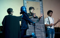 Actors performing at the opening ceremony at the Istanbouli Theatre in Tyre.