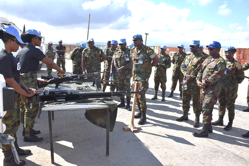 The current Ghanaian Battalion has three female gunners, who operate the machine gun on board the Armored Personnel Carrier and also act as the eyes and ears of the commander in the field.