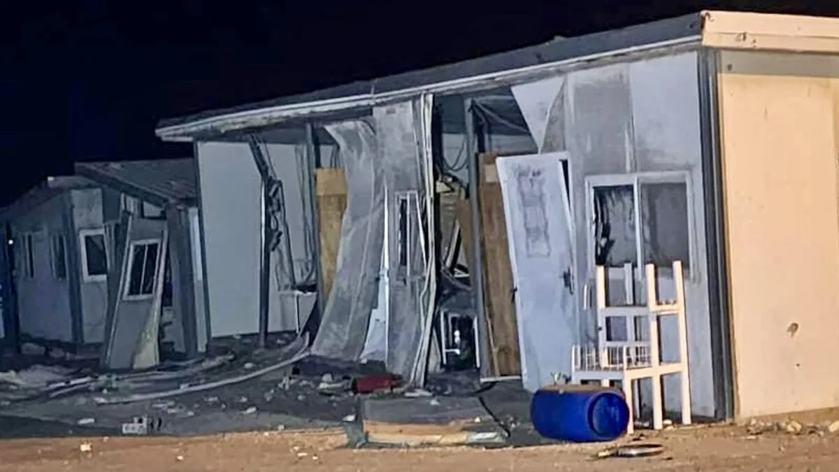 A damaged building.