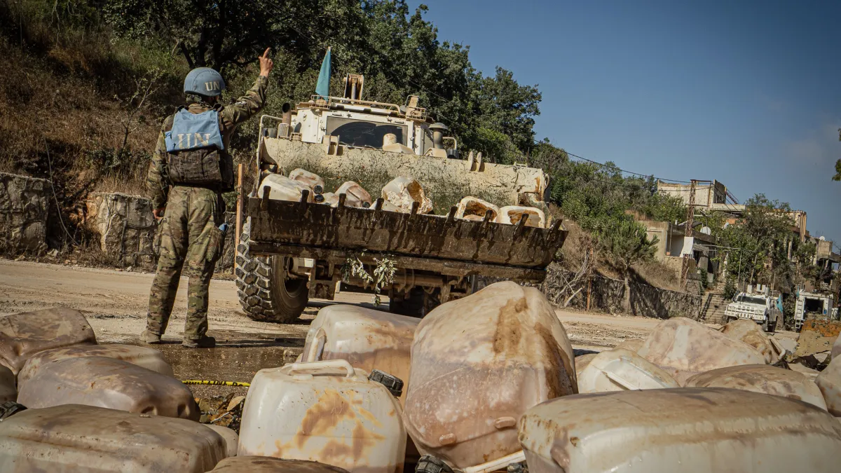 Peacekeepers help make routes safer by neutralizing explosive hazards
