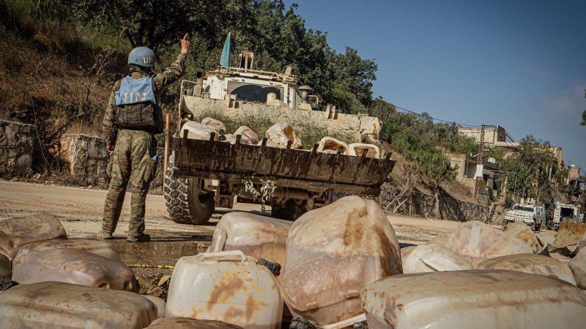 Peacekeepers help make routes safer by neutralizing explosive hazards 