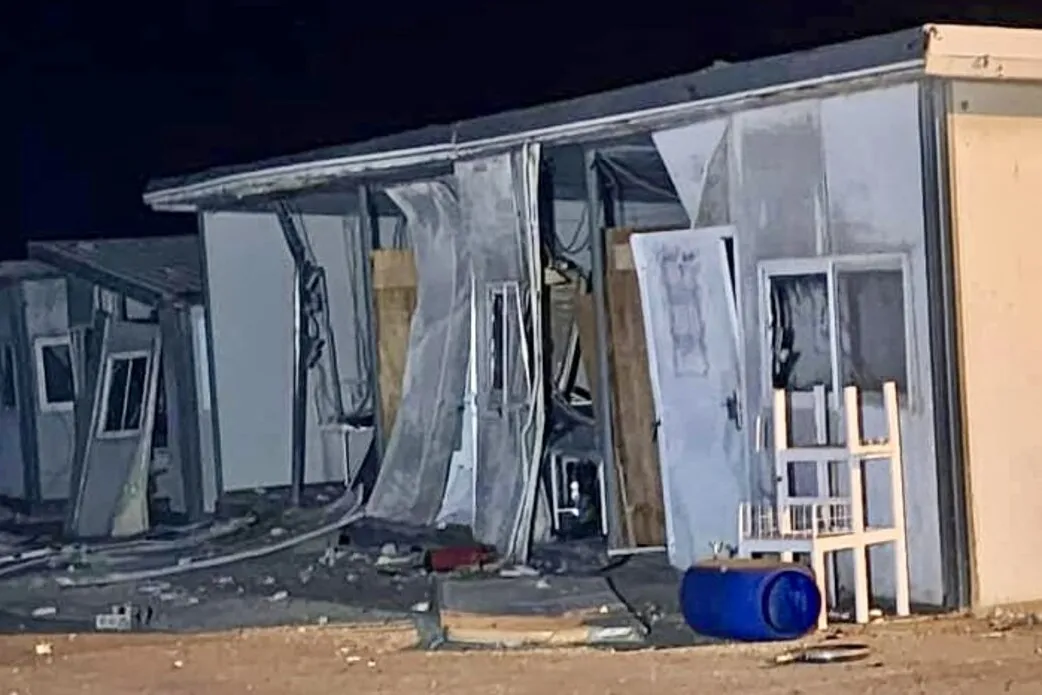 A damaged building.