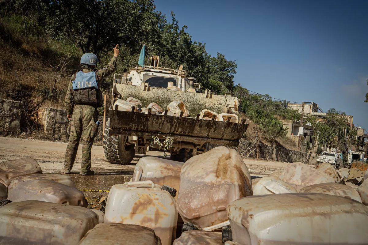 Peacekeepers help make routes safer by neutralizing explosive hazards