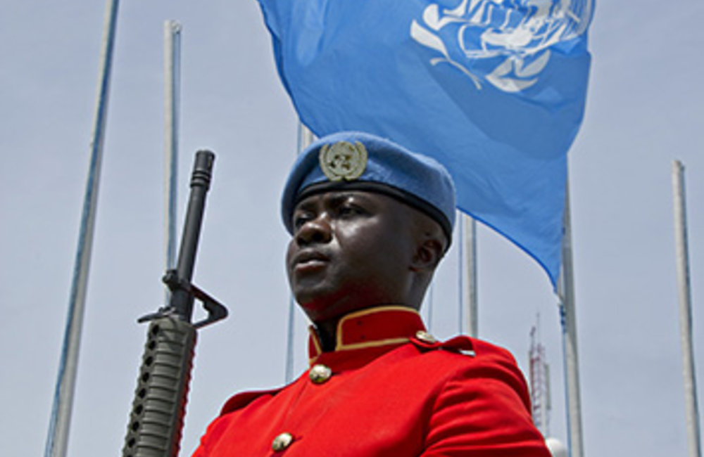 UNIFIL Peacekeeper at the ceremony commemorating International Day of UN Peacekeepers held at UNIFIL Headquarters in Naqoura, south Lebanon.