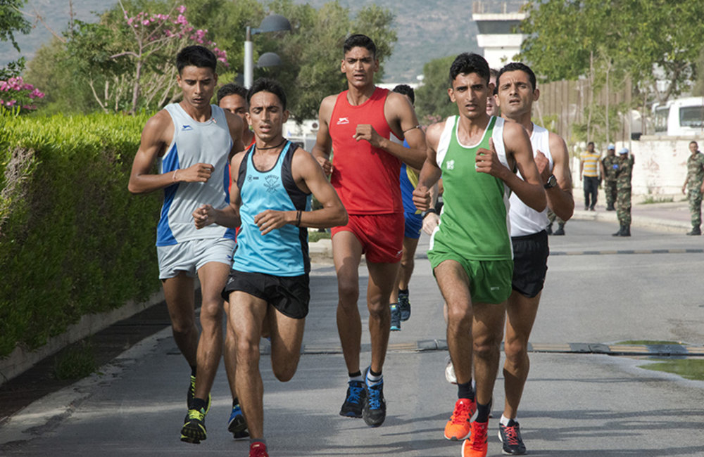 UNIFIL and LAF participants running at the UNIFIL headquarters in Naqoura.