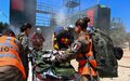 Civil defense firefighters train with French peacekeepers