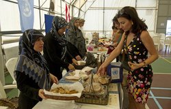 UNIFIL Employees buying goods at the food and handicrafts expo held in UNIFIL’s HQ