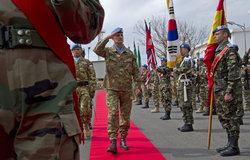 UNIFIL Head of Mission and Force Commander Major-General Paolo Serra saluting the Guard of Honor during the ceremony of establishment of the United Nations Interim Force in Lebanon 