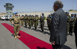 Mr. Walid Daouq Minister of Information of Lebanese Republic inspecting UNIFIL guard of honor.