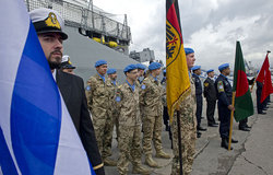 Maritime Task Force peacekeepers during the Transfer of Authority ceremony at the Beirut port, February 26th 2014.