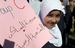 A student from the District of Tyre, south Lebanon, participating at the World Water Day celebration.