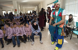 A team of Italian and Lebanese clowns during a clown therapy event organized by UNIFIL at Ayta Shaab Care Centre for Children with Special Needs.